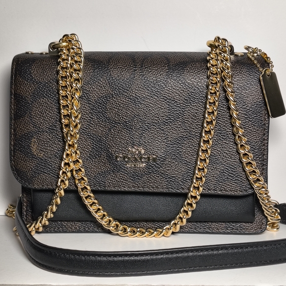 IMXAQ NWT Coach Black and Brown Women's Bag Brown Suede Inside W/ Dustbag - Picture 4 of 11